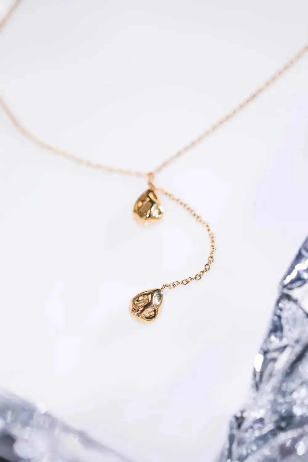 Molten Y-Necklace 14K Gold Plated