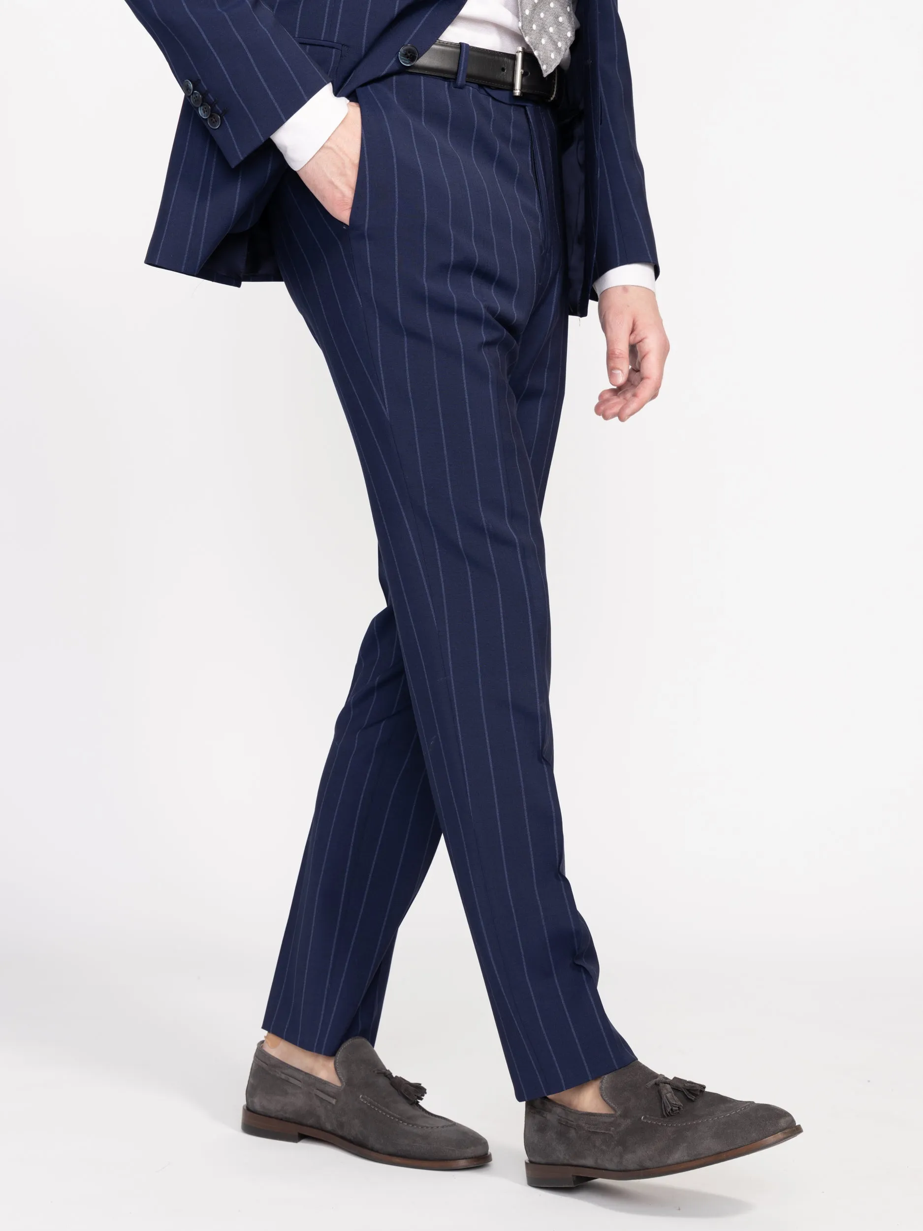 Navy Wool Striped Suit