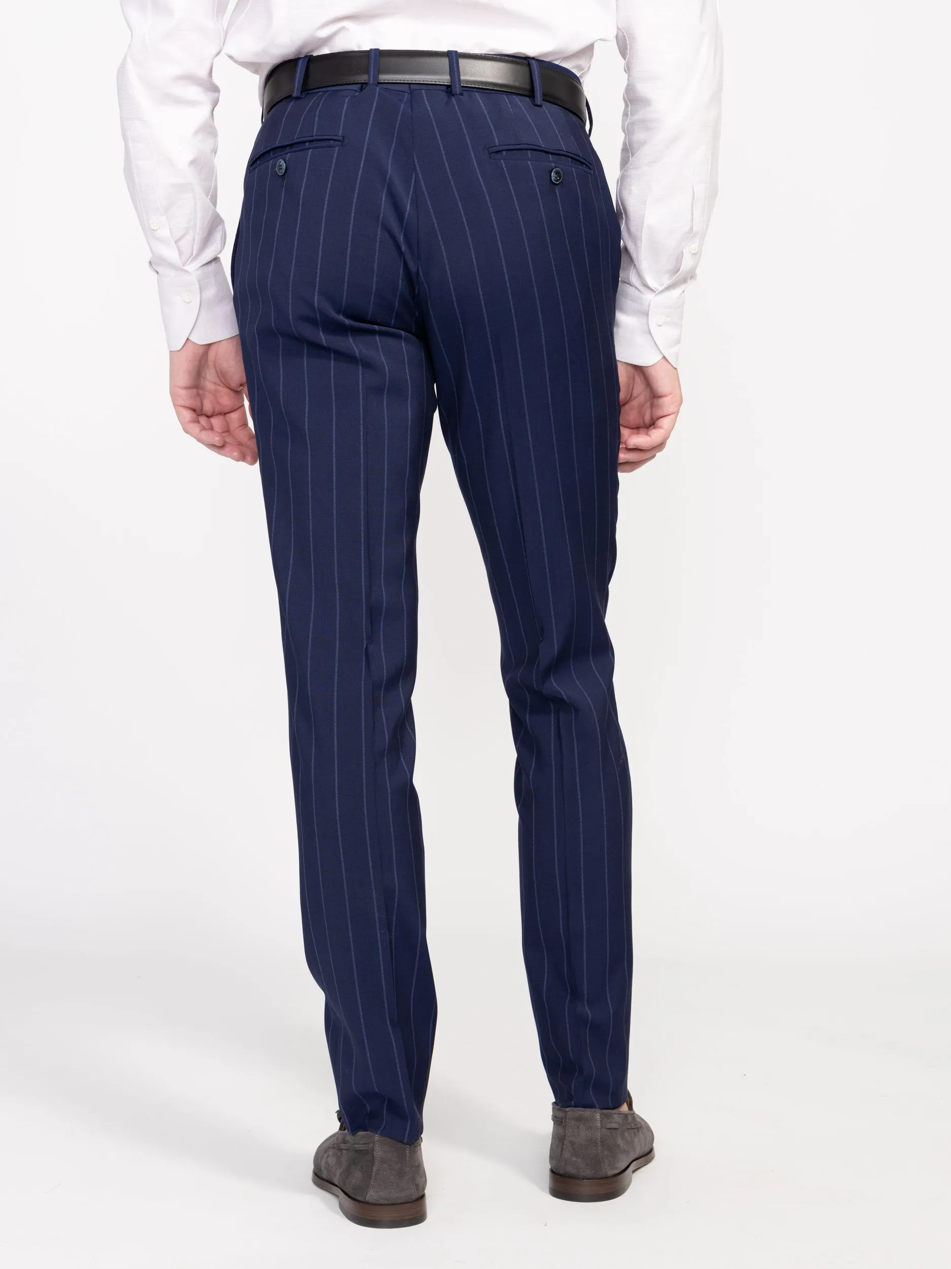 Navy Wool Striped Suit