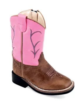 Old West Toddler Pink Square Toe Boots