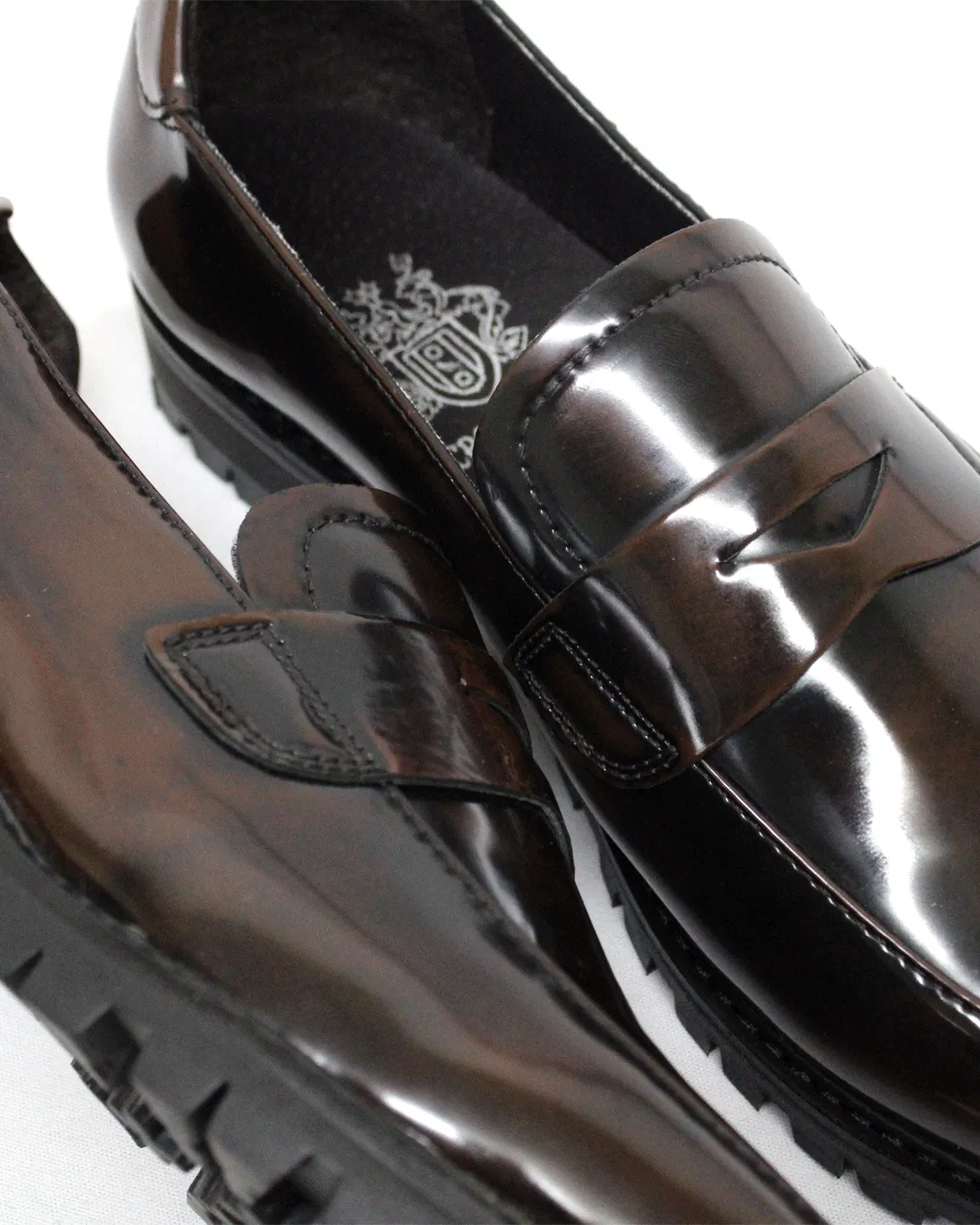 P CROUCH & CO Choc Chunky Penny Loafer