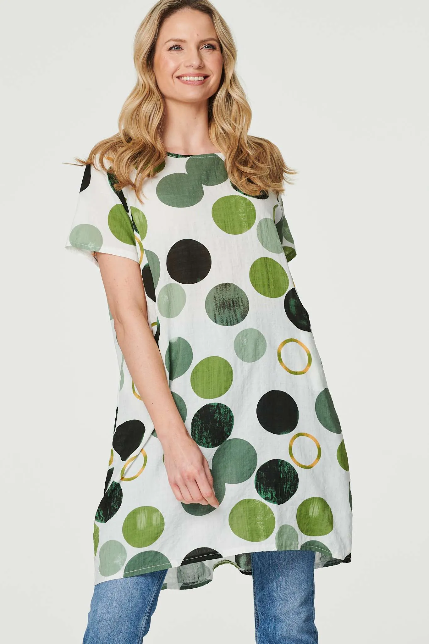 Polka Dot Relaxed Tunic Dress