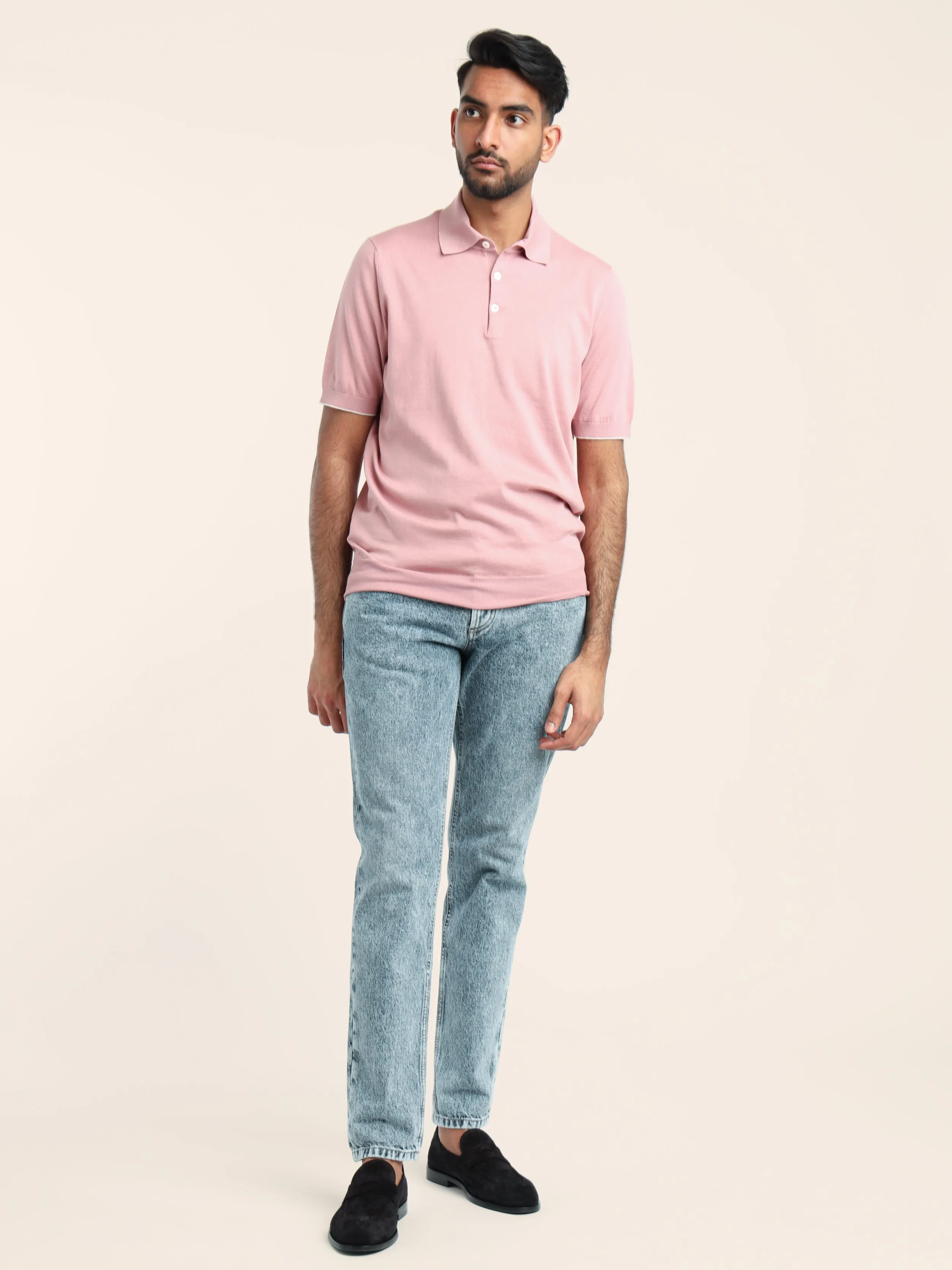 Ruby Pink Cotton Lightweight Knit Polo