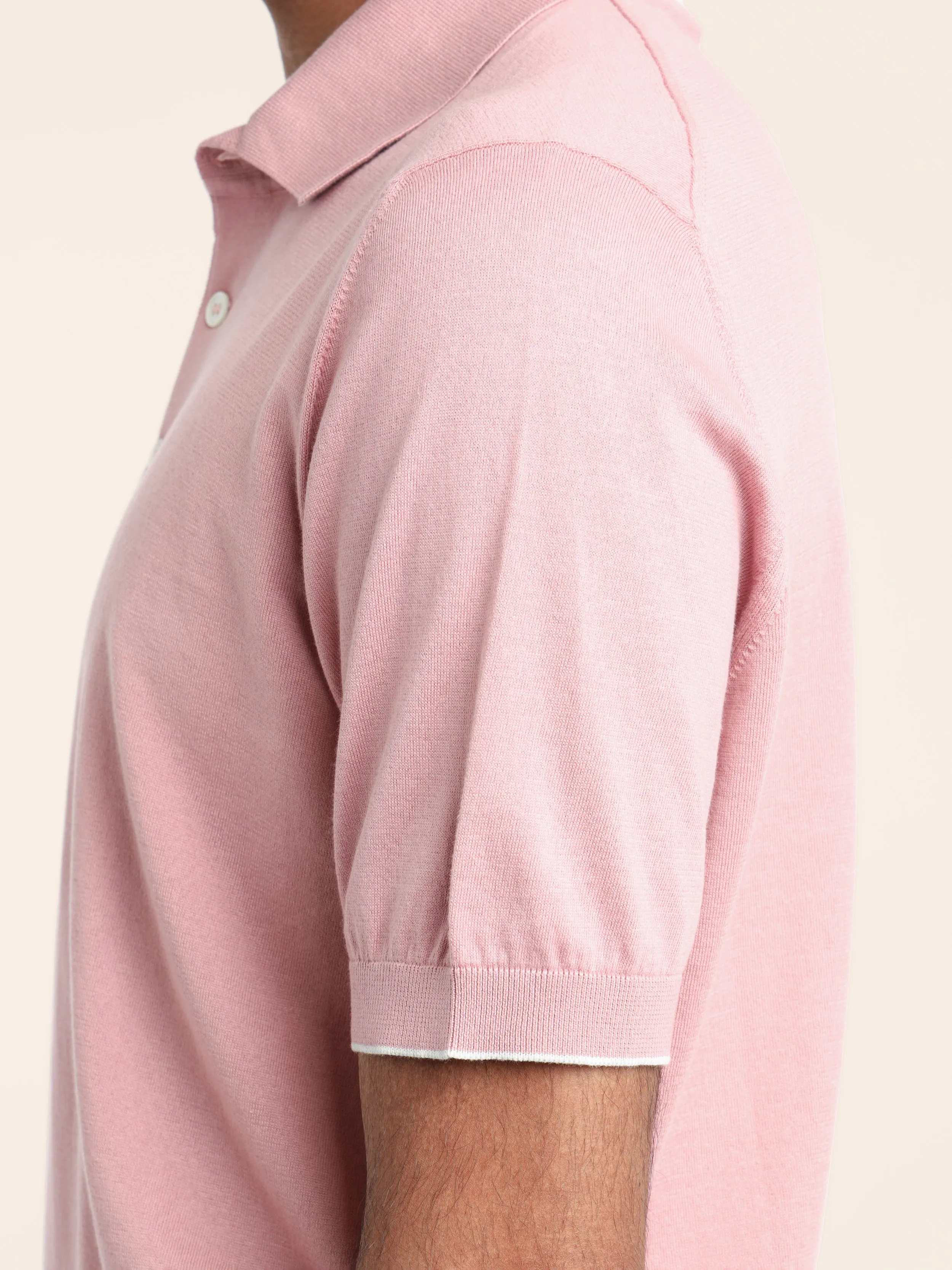 Ruby Pink Cotton Lightweight Knit Polo