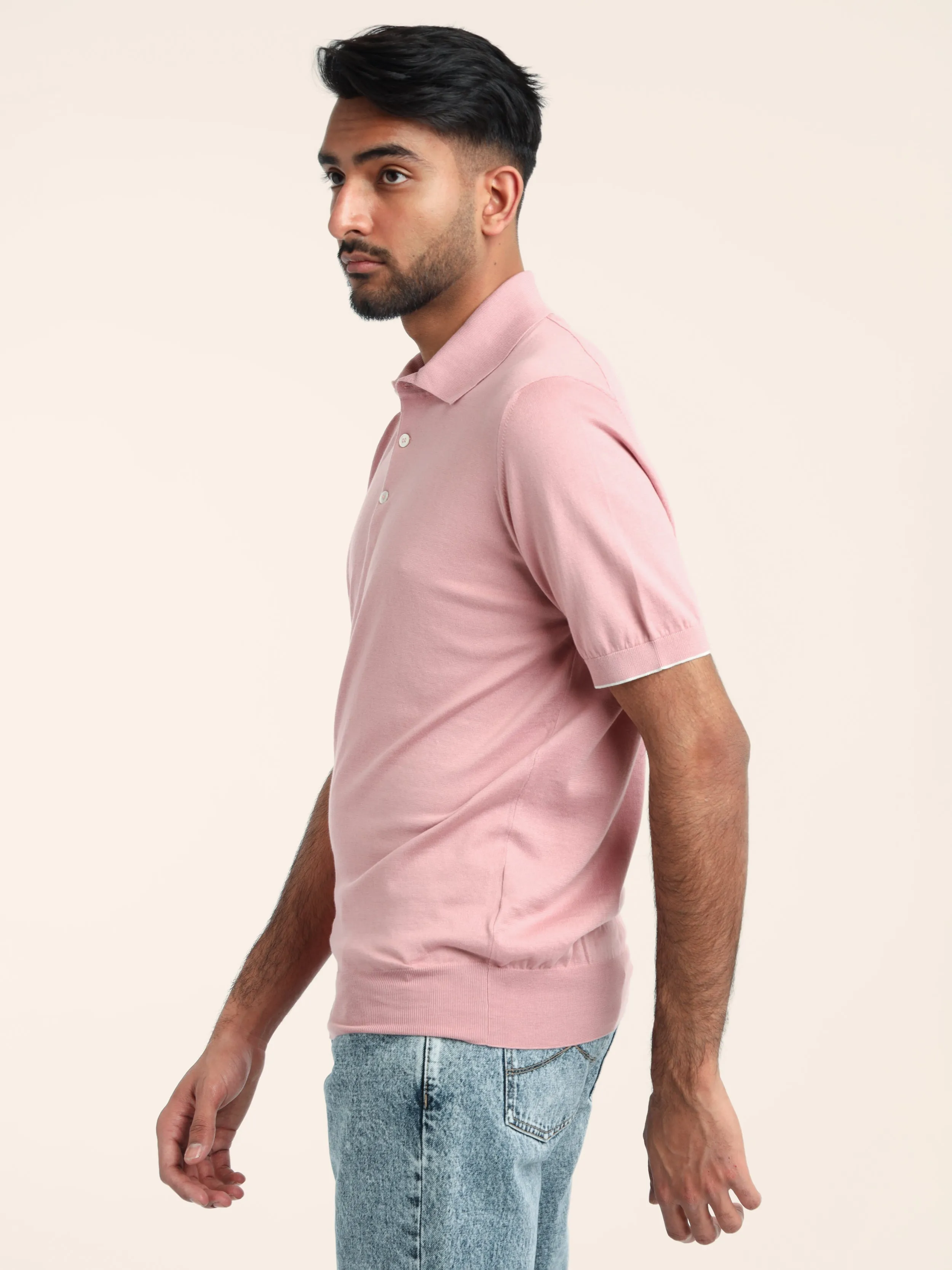 Ruby Pink Cotton Lightweight Knit Polo