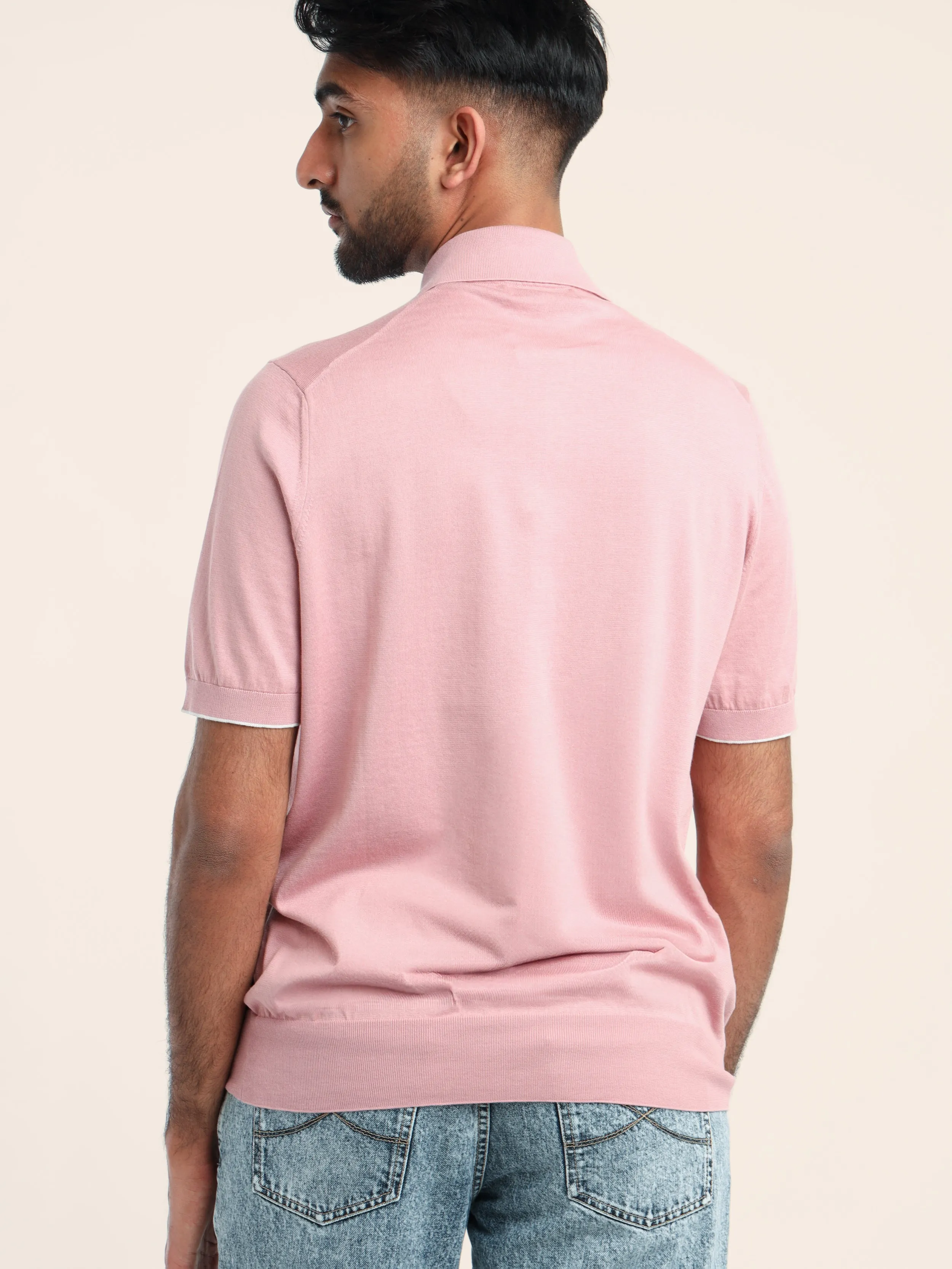 Ruby Pink Cotton Lightweight Knit Polo