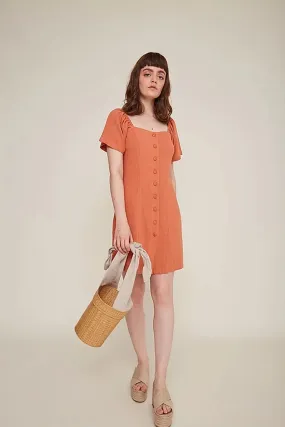 sabina linen dress rust