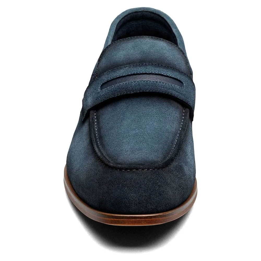 Stacy Adams Burke Navy Suede Men’s Moc Toe Saddle Slip On Shoes