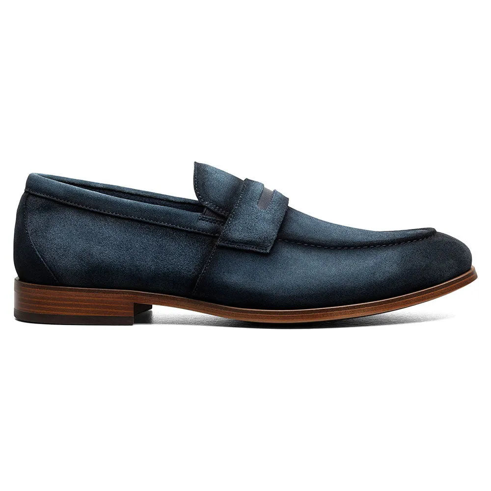 Stacy Adams Burke Navy Suede Men’s Moc Toe Saddle Slip On Shoes