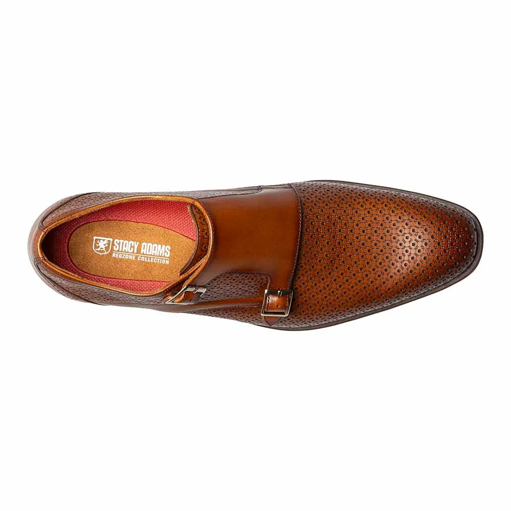 Stacy Adams Cognac ARTHUR Plain Toe Double Monk Strap