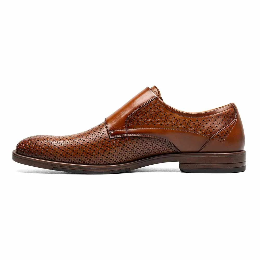 Stacy Adams Cognac ARTHUR Plain Toe Double Monk Strap