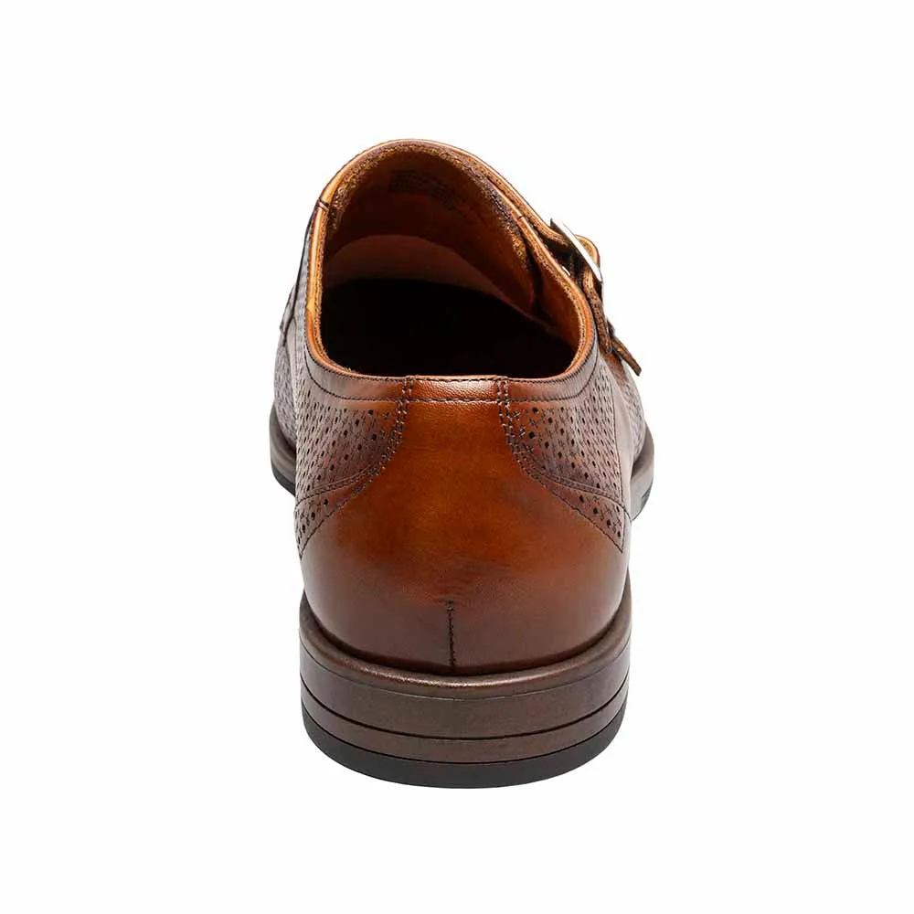 Stacy Adams Cognac ARTHUR Plain Toe Double Monk Strap