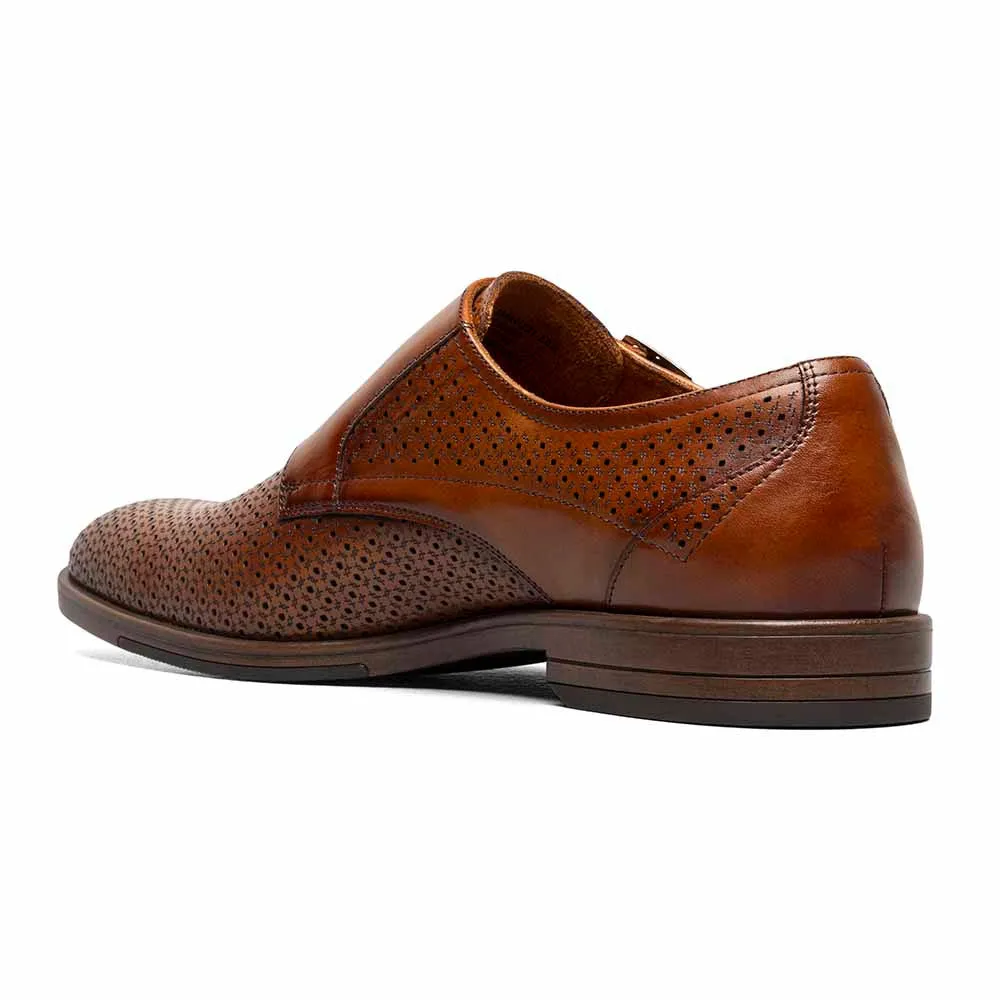 Stacy Adams Cognac ARTHUR Plain Toe Double Monk Strap