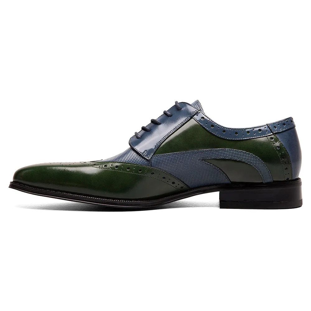 Stacy Adams Ivingale Olive/Navy Men’s Wingtip Oxford Shoes