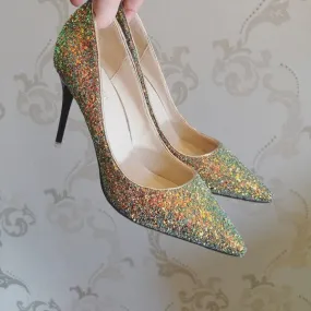 The Kosta Wedding Bridal Glitter Black / Pink / Gold Heels