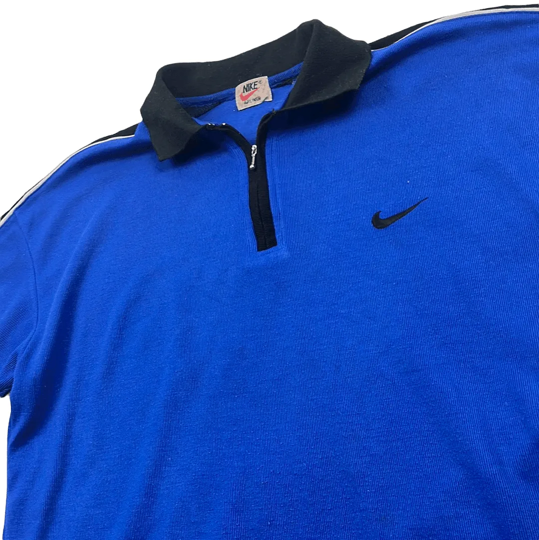 Vintage 90s Blue Nike Polo Shirt - Large