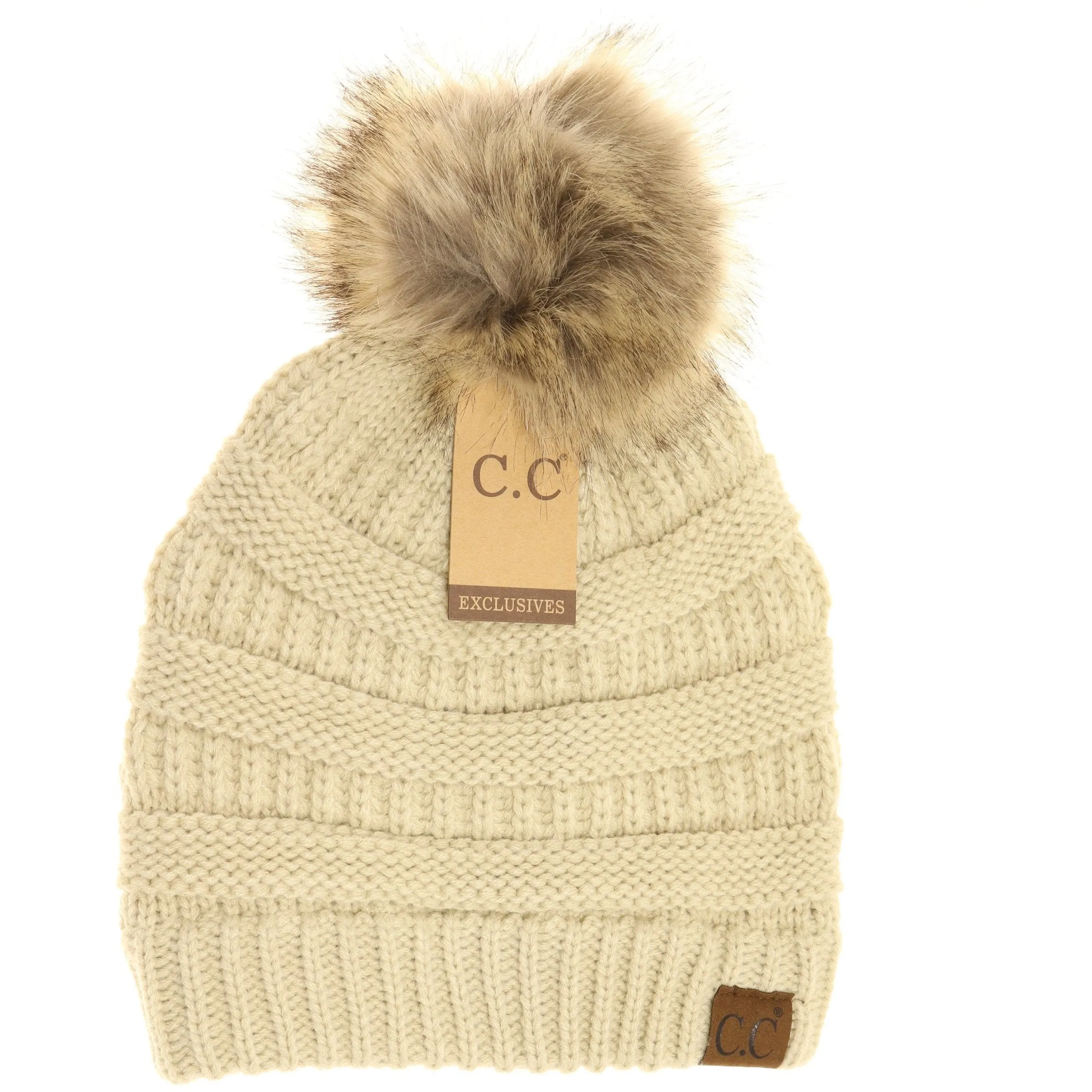 Women's CC Beanie w/ Fur Pom