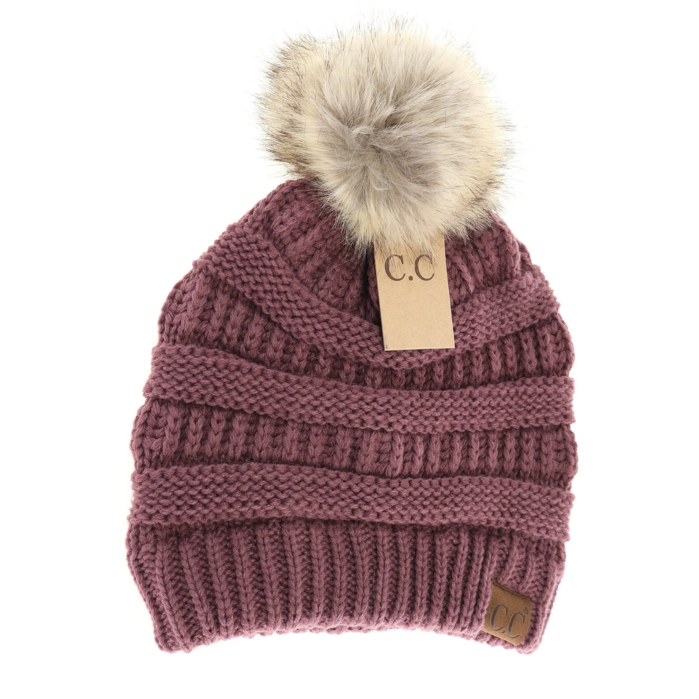 Women's CC Beanie w/ Fur Pom