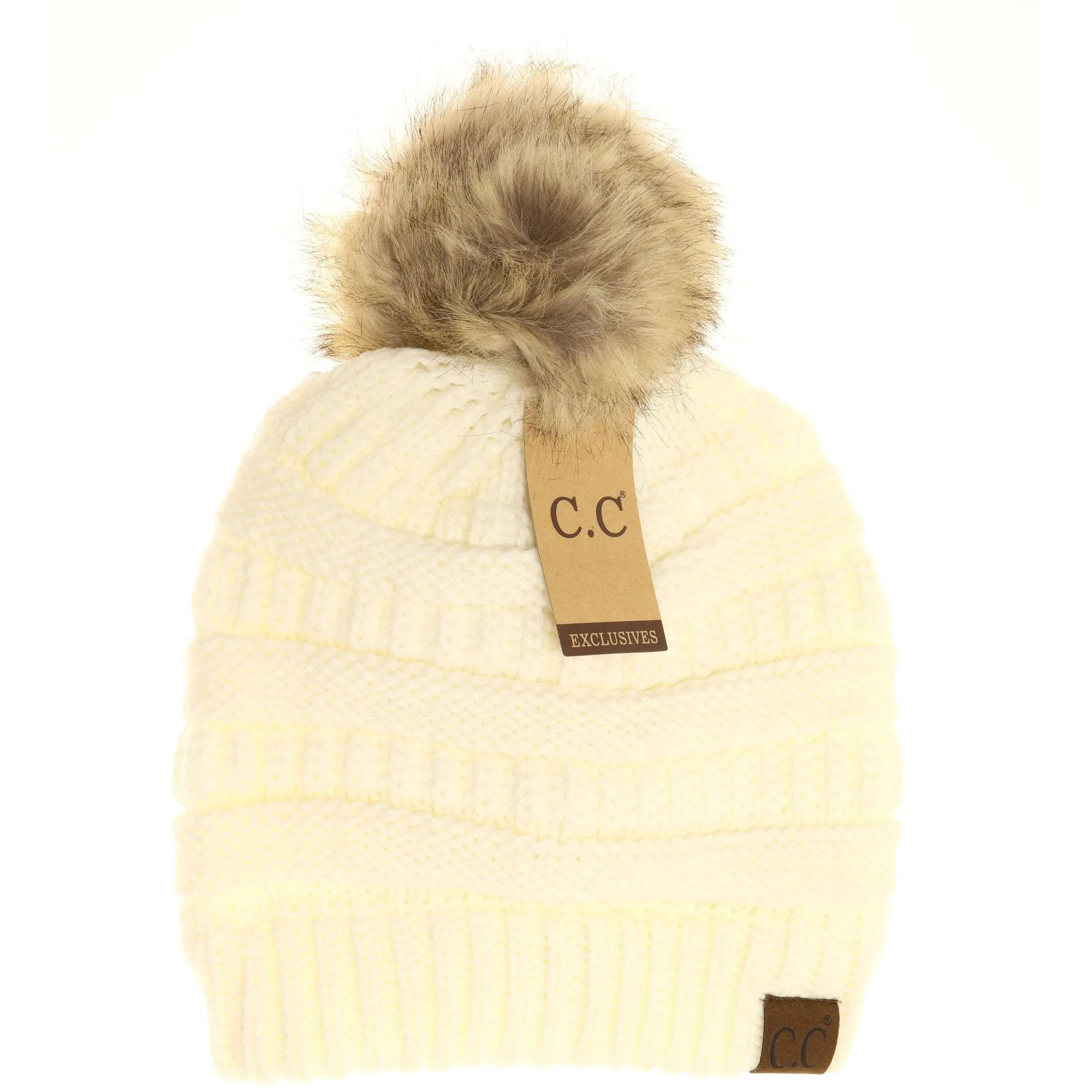 Women's CC Beanie w/ Fur Pom