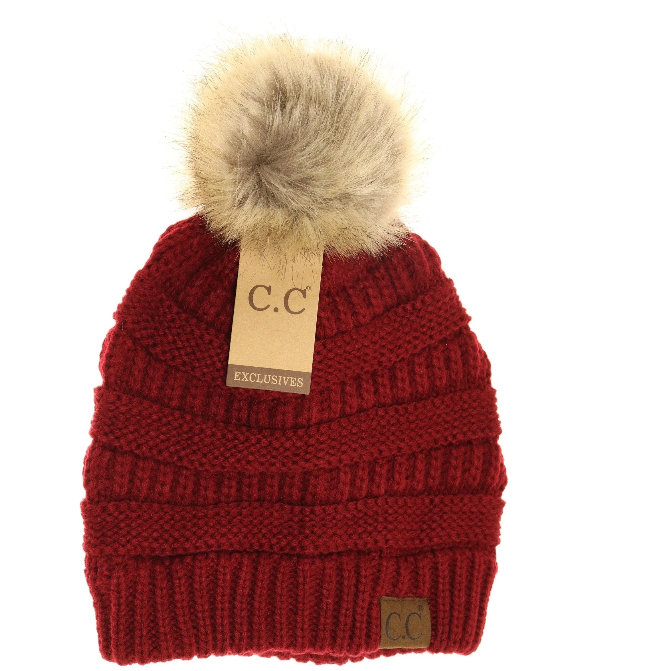 Women's CC Beanie w/ Fur Pom