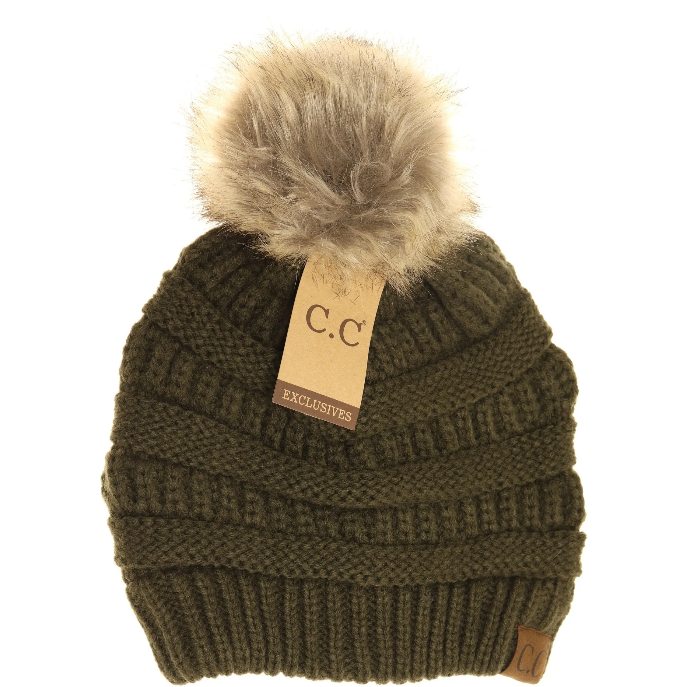 Women's CC Beanie w/ Fur Pom