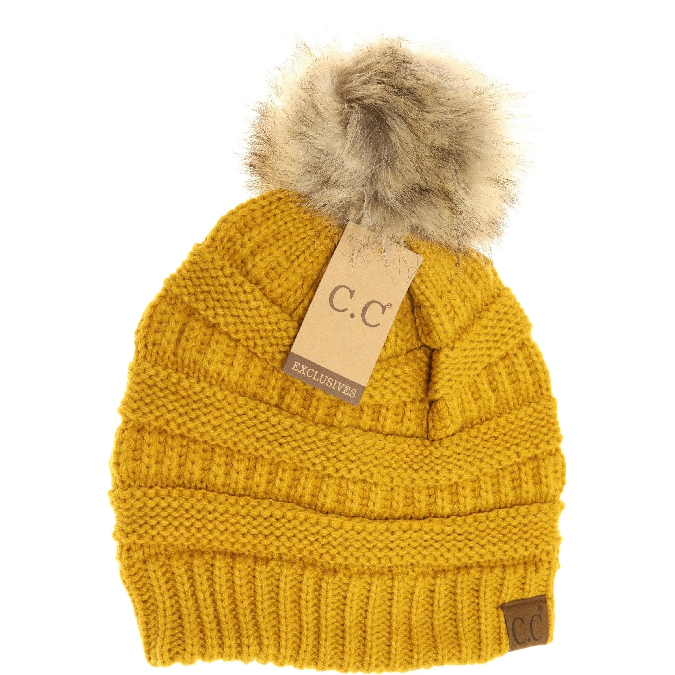 Women's CC Beanie w/ Fur Pom