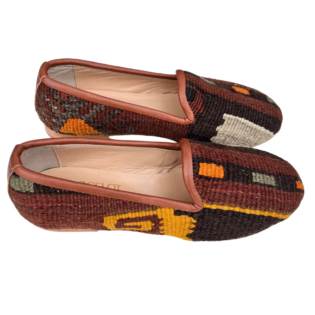 Women's Turkish Kilim Loafers | Rust, Brown