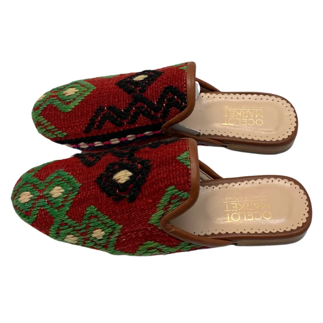 Women's Turkish Kilim Mules | Orange Pattern